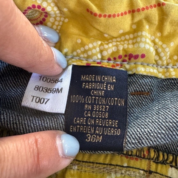 Marithé + François Girbaud Dark Wash Jeans Wide Leg Yellow Paisley Cuff Vintage - Picture 8 of 14